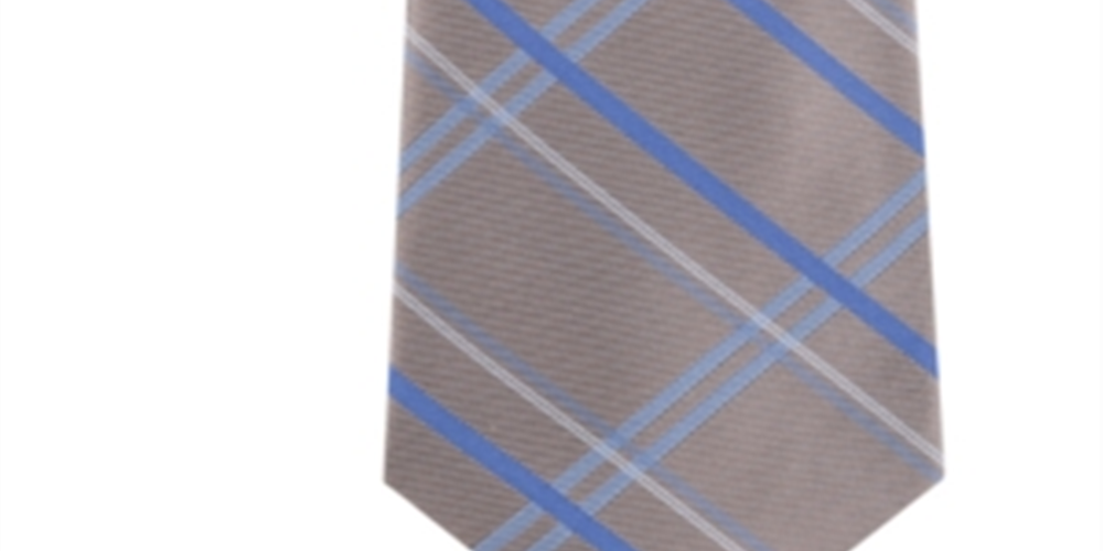 Kenneth Cole Men's Madras Plaid Billy Plaid Silk Slim Neck Tie Gray One Size