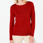 Karen Scott Women's Button Shoulder Sweater Red Size Petite S