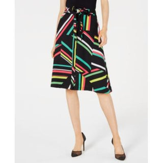 Bar III Women's Printed Skirt Black Size 10