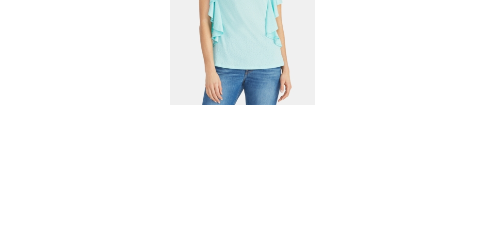 Rachel Roy Women's Short Sleeve Jewel Neck Blouse Blue Size XX-Large