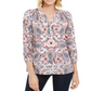 Charter Club Women's Printed Woven Top White Multi Size Medium