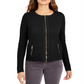 Charter Club Women's Zip Front Quilted Sweater Black Size Petite XL