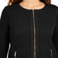 Charter Club Women's Zip Front Quilted Sweater Black Size Petite XL