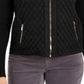 Charter Club Women's Zip Front Quilted Sweater Black Size Petite XL