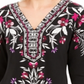 JM Collection Women's 3/4 Sleeve Embellished Top Black Size-Petite S