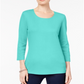 Karen Scott Women's Scoop Neck Top Aqua Size XX-Large