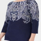 Karen Scott Women's Paisley Boat Neck Top Blue Size Petite L