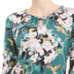 JM Collection Women's Printed Chain Neck Keyhole Top Green Size XX-Large