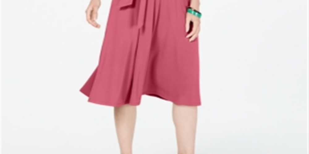 Charter Club Women's Tie Waist MIDI Dress Pink Size Large