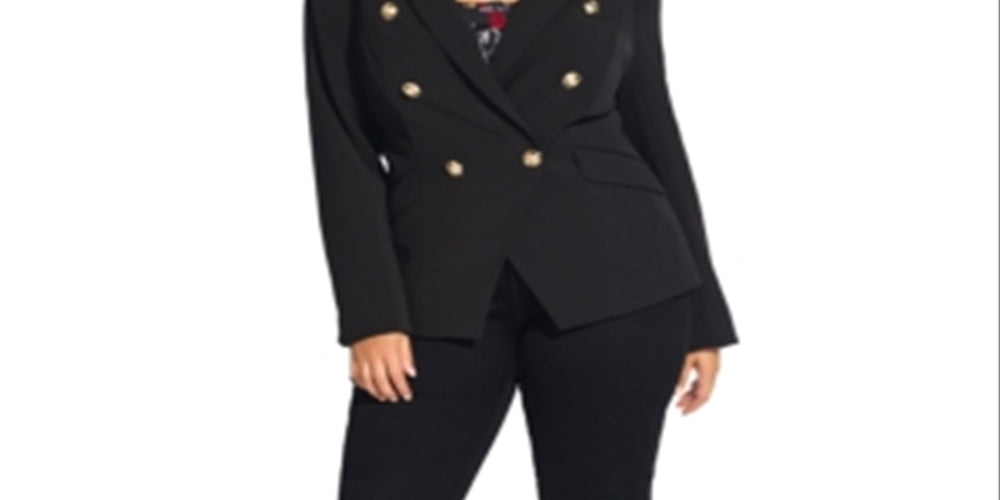 City Chic Women's Trendy Plus Rock Royalty Jacket Black Size 22W