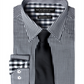 Nick Graham Men's Modern Fitted Gingham Dress Shirt & Dot Tie Set Black Size XX-Large