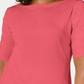 Karen Scott Women's Cotton Lace up Sleeve Top Coral Size Small
