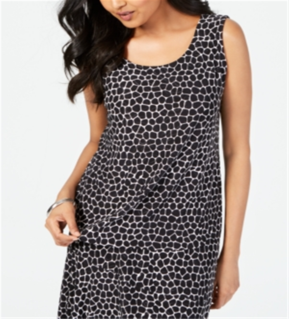 JM Collection Women's Printed Jacquard Tank Black Size Petite Medium