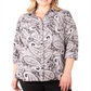 NY Collection Women's Plus Printed Button-Down Shirt Gray Size 1X