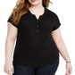 Style & Co Women's Plus Split Neck Top Black Size 2X
