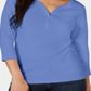 Karen Scott Women's Cotton Henley Shirt Blue Size Petite Small