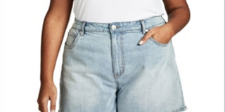 Cotton on Women's Curve High Waist Denim Shorts Blue Size 18W