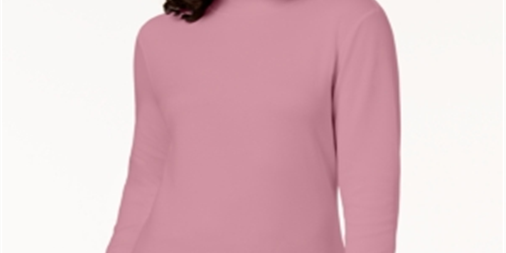 Karen Scott Women's Cotton Mock Neck Top Pink Size Small