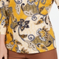 Charter Club Women's Printed Cotton 3/4 Sleeve Top Yellow Size Large