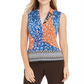 Calvin Klein Women's Floral Patchwork Print Top Blue Size Small