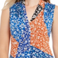 Calvin Klein Women's Floral Patchwork Print Top Blue Size Small