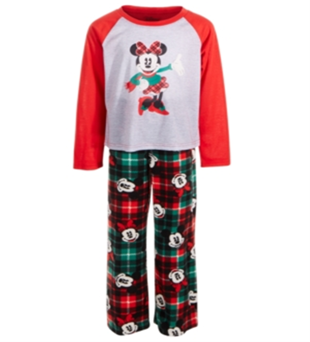 Ame Little & Big Girl's 2 Pc Minnie Mouse Plaid Pajama Set Red Size 8