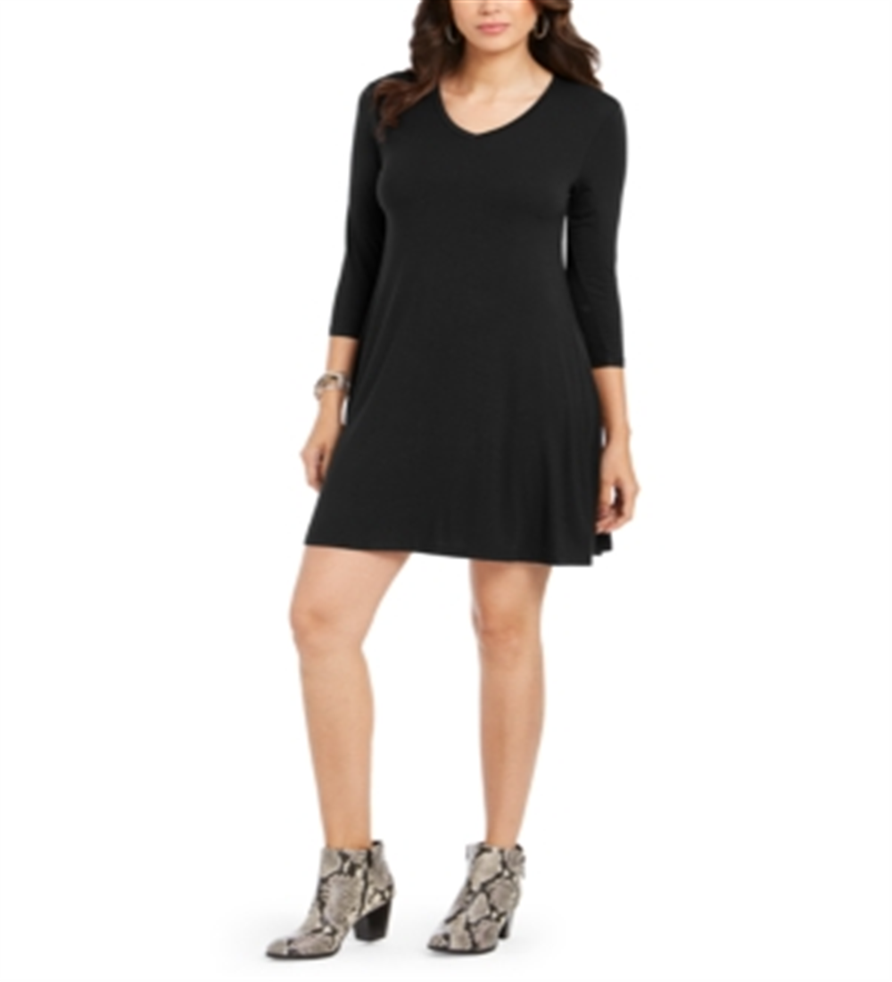 Style & Co Women's Swing Dress Black Size Petite M