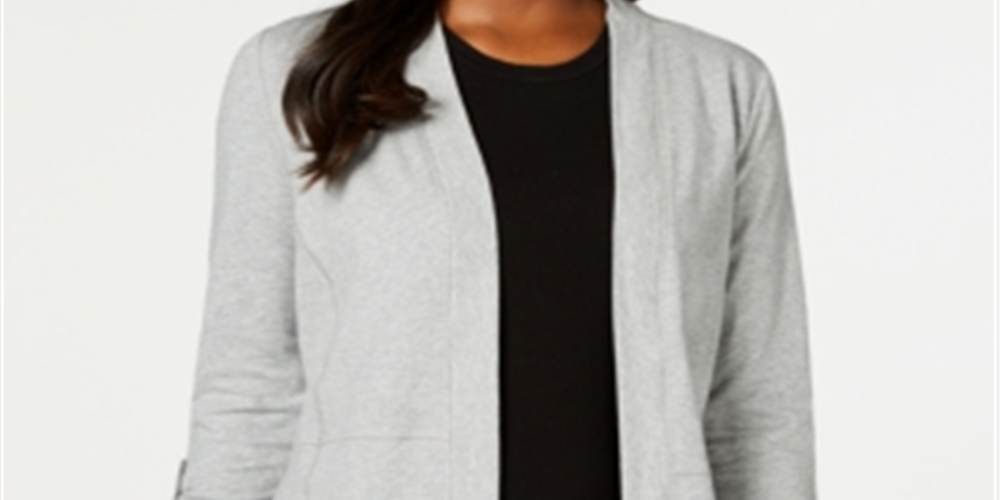 Karen Scott Women's 3/4 Sleeve Cozy Cardigan Gray Size X-Small