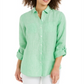 Charter Club Women's Linen Shirt  Green Size X-Small