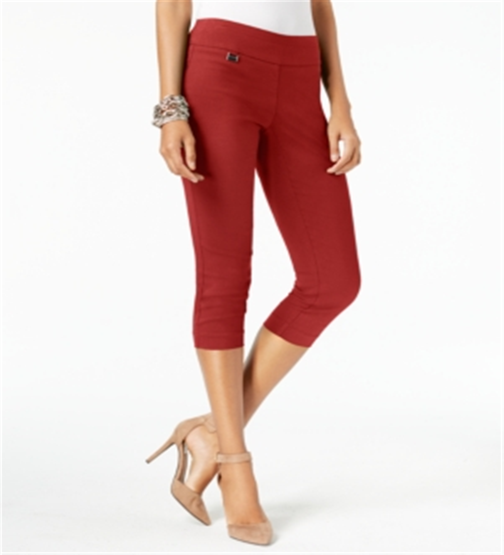 Alfani Women's Tummy Control Pull on Capri Pants Red Size 10 Petite