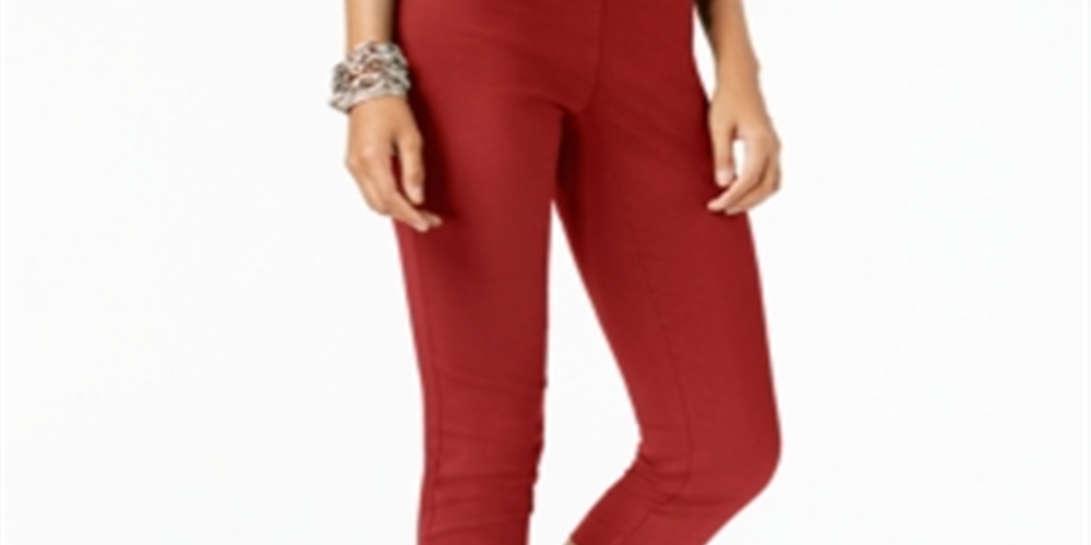 Alfani Women's Tummy Control Pull on Capri Pants Red Size 10 Petite