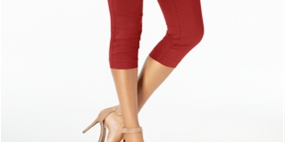 Alfani Women's Tummy Control Pull on Capri Pants Red Size 10 Petite