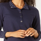 Karen Scott Women's Solid & Printed Collared Top Blue Size Petite L