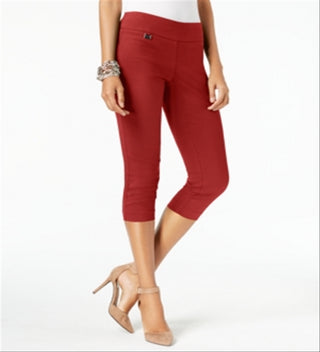 Alfani Women's Tummy Control Pull on Capri Pants  Red Size 12 Petite
