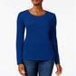Charter Club Women's Pima Cotton Long Sleeve Top Blue Size X-Small