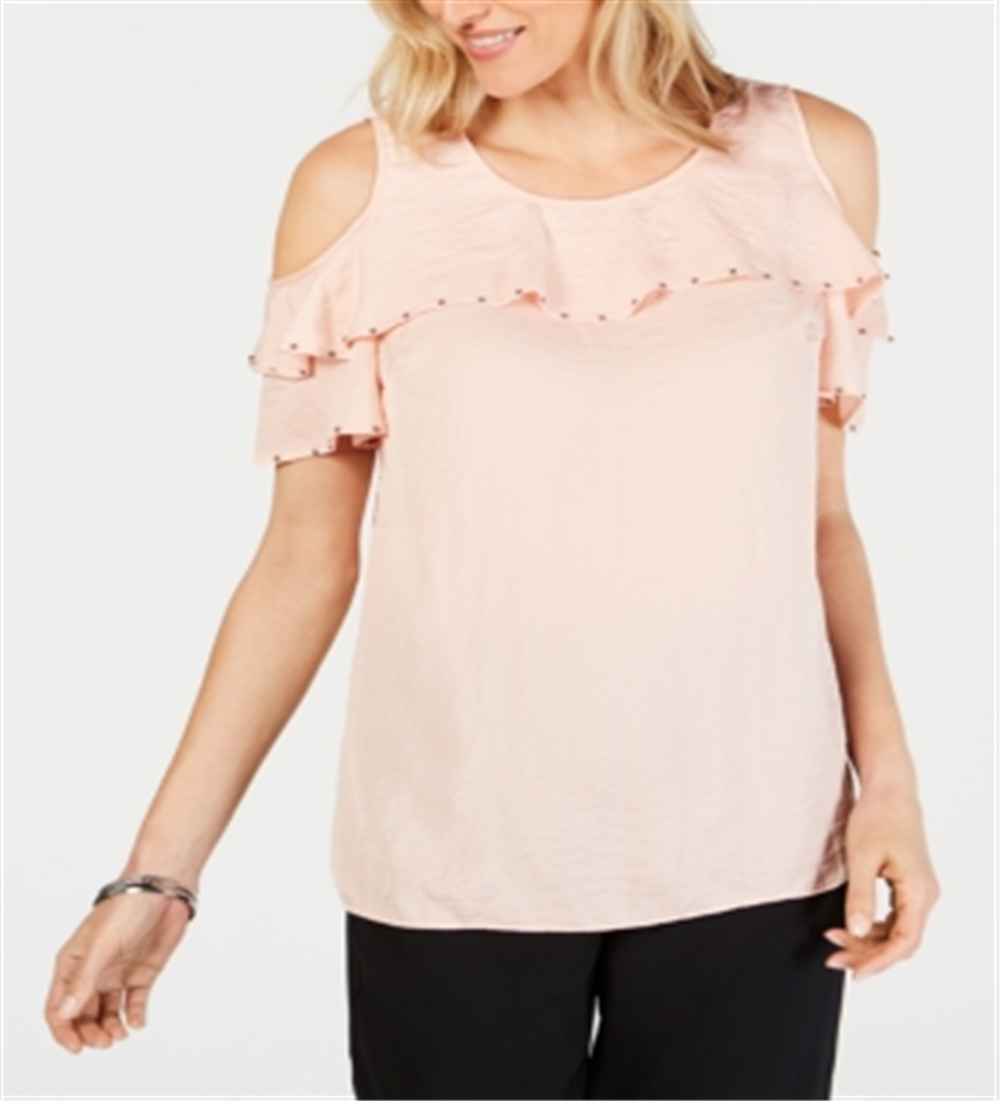 JM Collection Women's Ruffled Off-the-Shoulder Top Pink Size X-Small