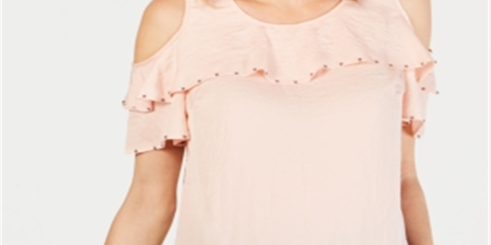 JM Collection Women's Ruffled Off-the-Shoulder Top Pink Size X-Small