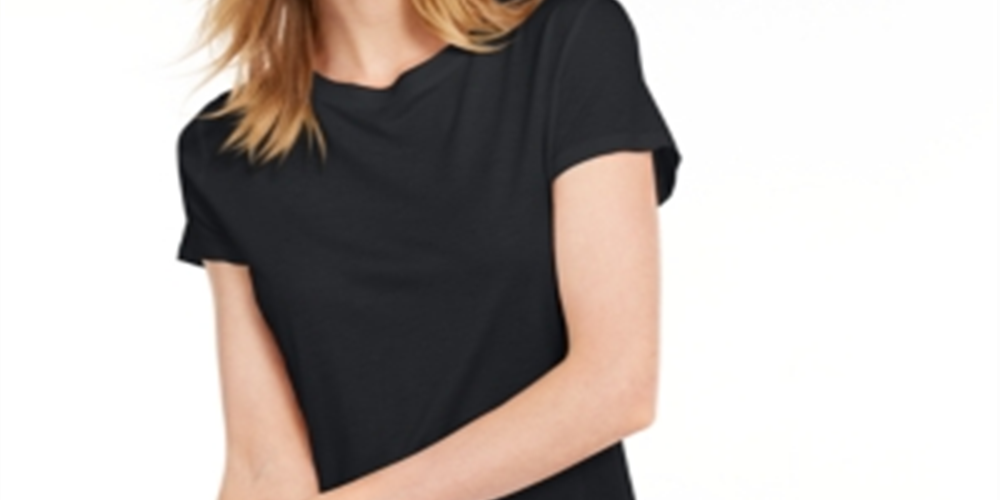 Maison Jules Women's Tie-Back Solid T-Shirt Black Size X-Small