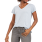 Style & Co Women's Burnout V-Neck T-Shirt Blue Size Large