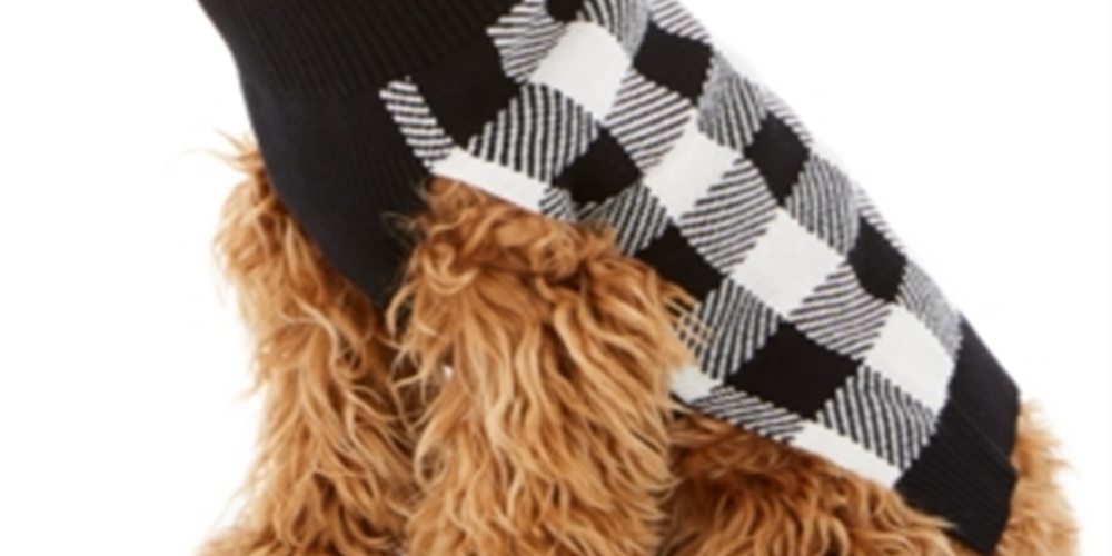 Charter Club Women's Check Print Dog Family Sweater White Size Large