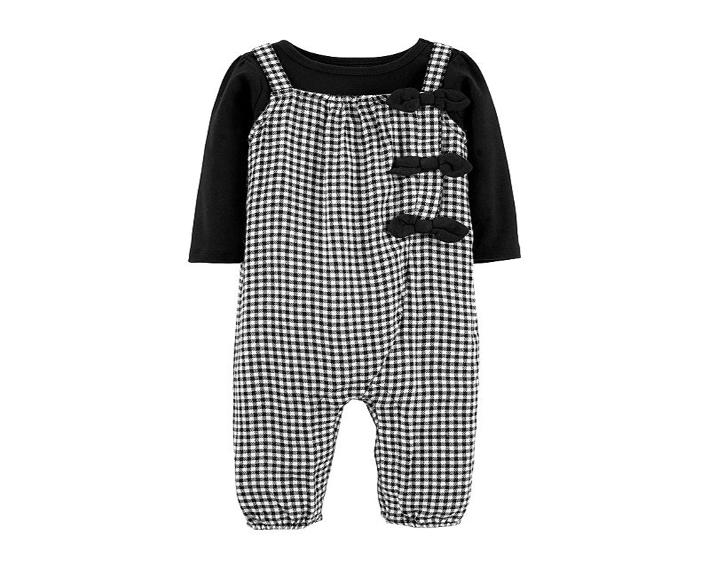 Carter'sBaby Girl's 2-Pc. T-Shirt and Gingham Jumpsuit Black Size 9MOS