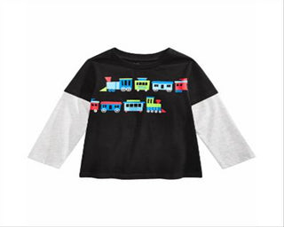First Impressions Toddler Boy's Trains-Print Layered-Look Cotton T-Shirt Black Size 2T