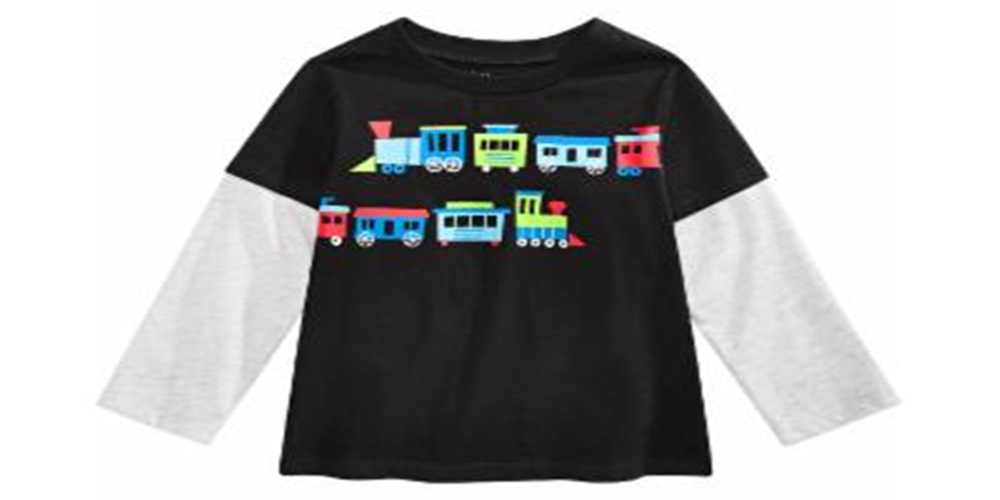 First Impressions Toddler Boy's Trains-Print Layered-Look Cotton T-Shirt Black Size 2T