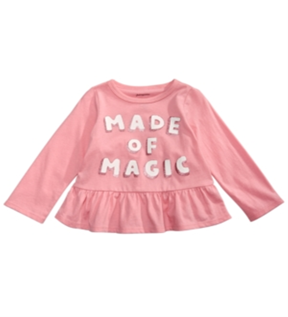 First Impressions Toddler Girl's Cotton Long Sleeve Peplum-Hem T-Shirt Pink Size 2T