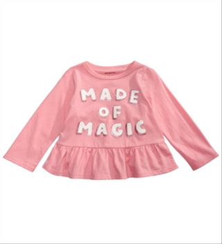 First Impressions Toddler Girl's Cotton Long Sleeve Peplum-Hem T-Shirt Pink Size 2T