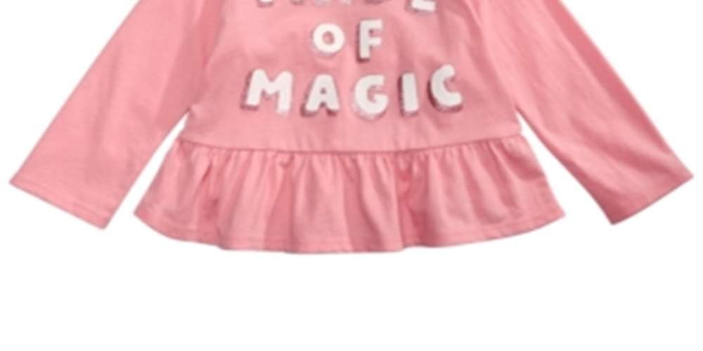 First Impressions Toddler Girl's Cotton Long Sleeve Peplum-Hem T-Shirt Pink Size 2T