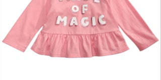 First Impressions Toddler Girl's Cotton Long Sleeve Peplum-Hem T-Shirt Pink Size 2T