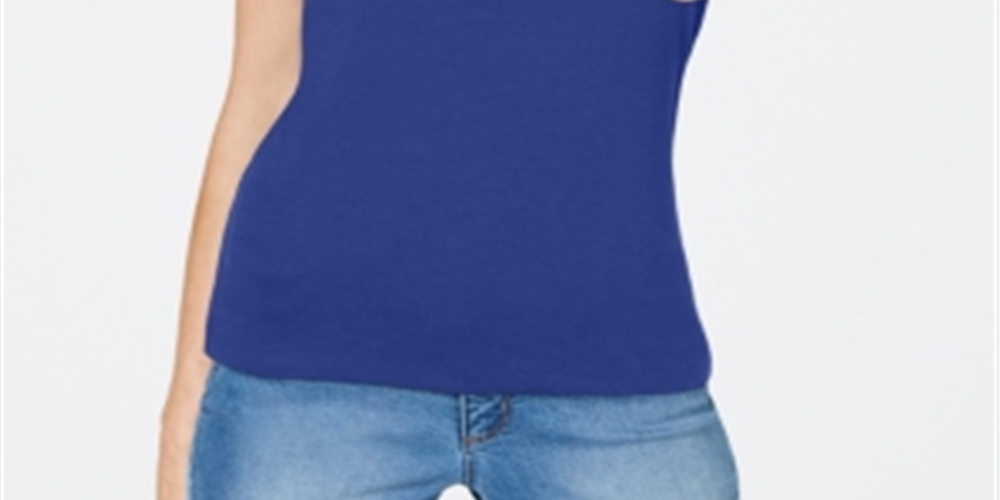 Karen Scott Women's Square-Neck Tank Top Blue Size Large
