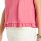Style & Co Women's Tie-Cuff Ruffled Top Pink Size Petite