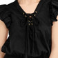 INC International Concepts Women's Lace up Ruffle Sleeves Blouse Black Size Medium